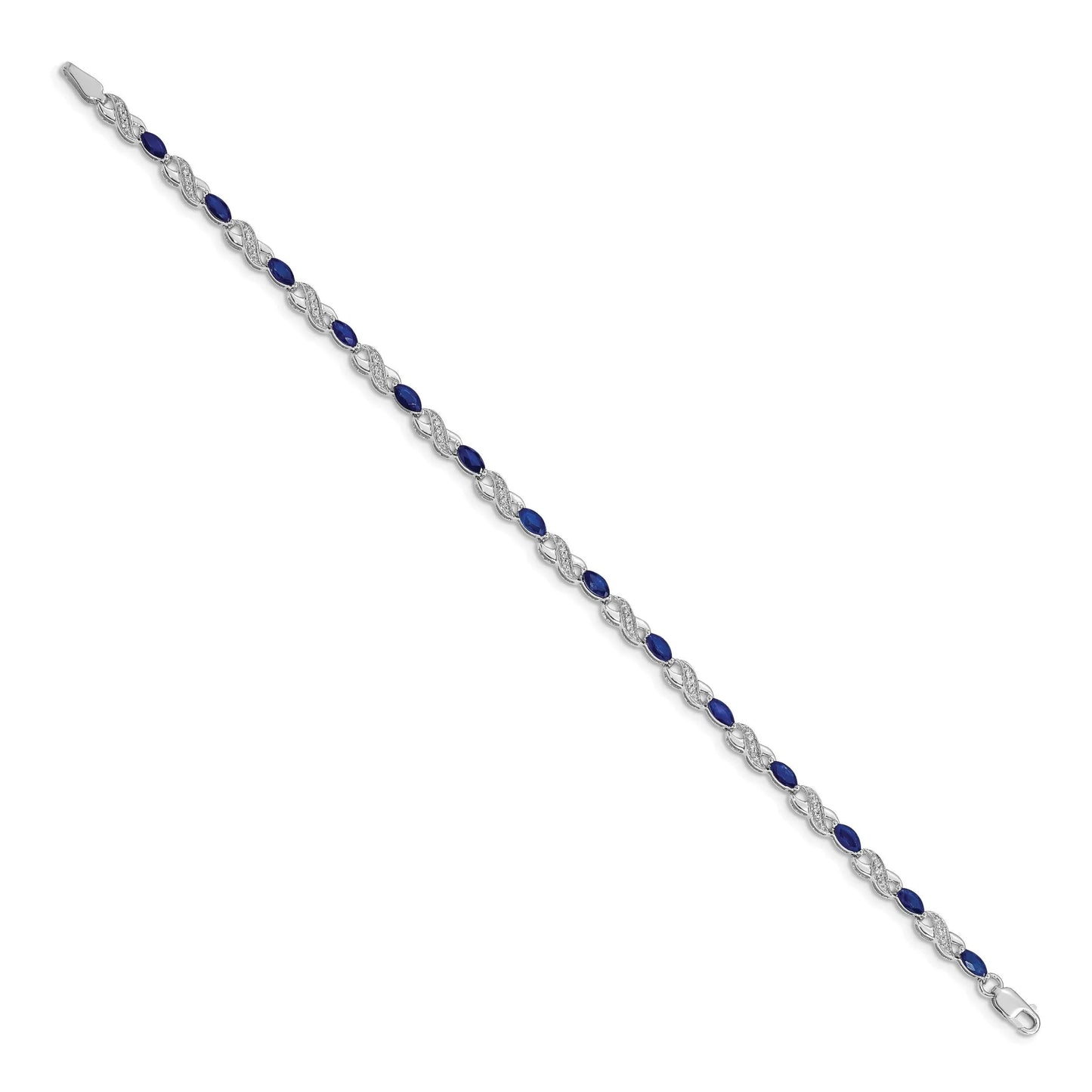 14k White Gold Diamond Sapphire Infinity 7.25 inch Bracelet