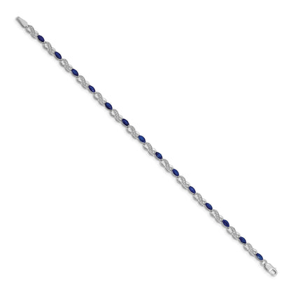 14k White Gold Diamond Sapphire Infinity 7.25 inch Bracelet