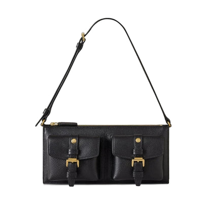 Shoulder Bag Black Calf Leather