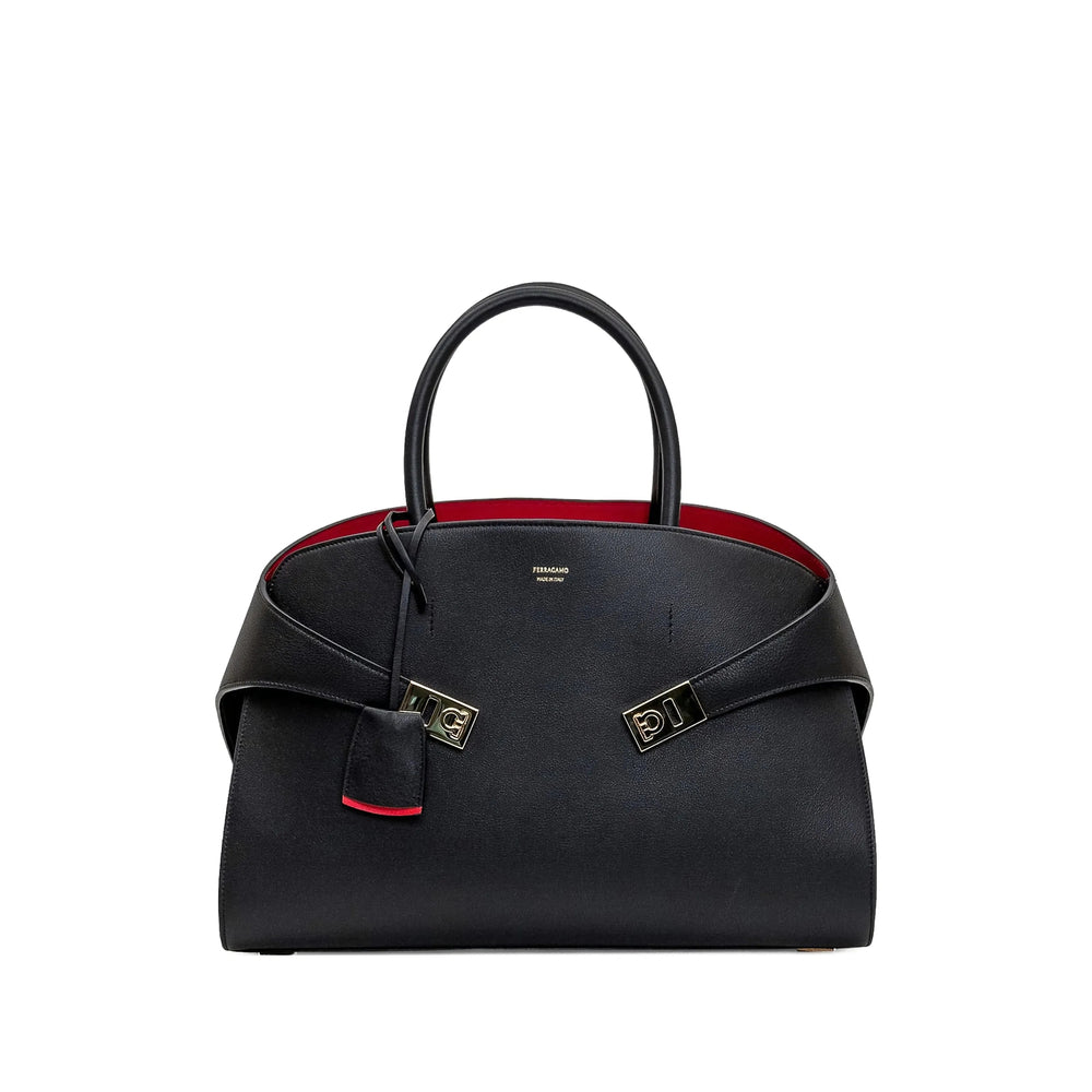 Tote Bag Calf Leather Black