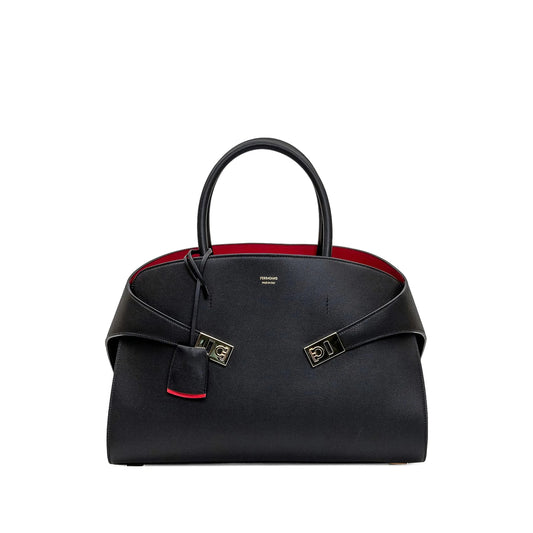 Tote Bag Calf Leather Black