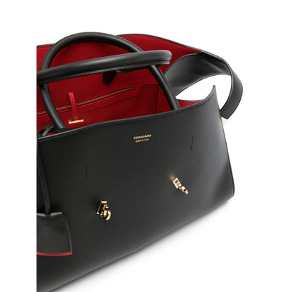 Tote Bag Calf Leather Black