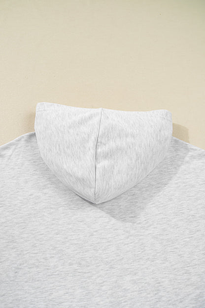 Sophia Patchwork Asymmetric Sleeve PLUS Hoodie - Light Gray / 1X - 14W-16W