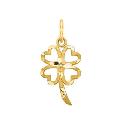 Good Luck Four Leaf Clover Charm 14K Yellow Gold Pendant