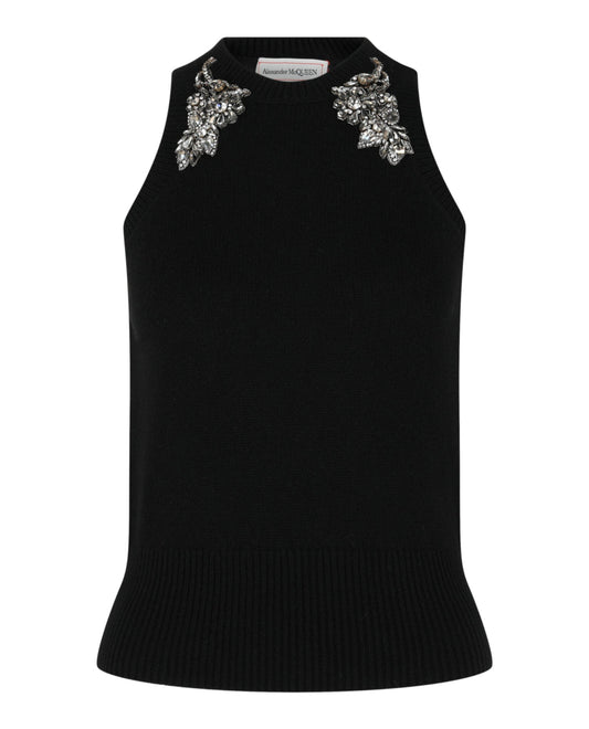 Alexander McQueen Crystal Embellished Racerback Tank Top
