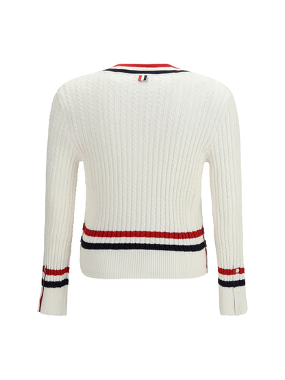 V-Neck Sweater White Cotton