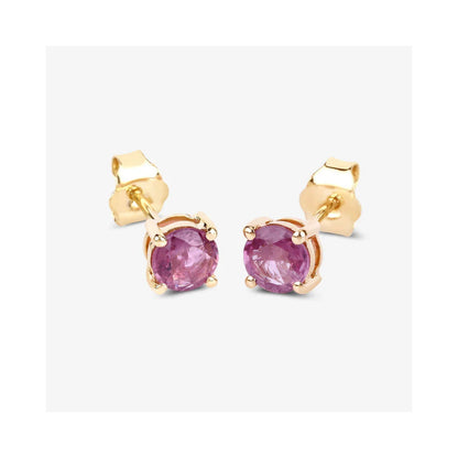 1.30 Ct Round Pink Sapphire Prong 10K Gold Stud Earrings