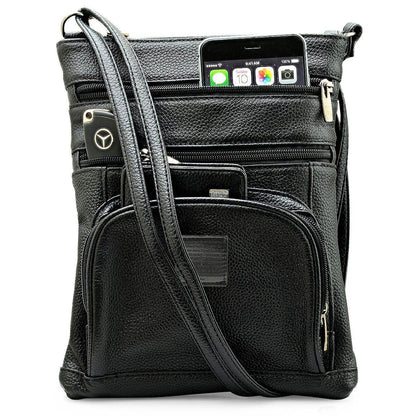 SteelTime Unisex Leather Crossbody Bag With Serenity Prayer