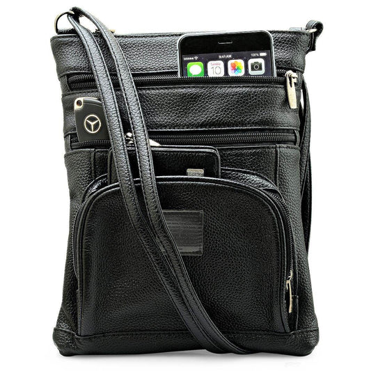 SteelTime Unisex Leather Crossbody Bag With Serenity Prayer