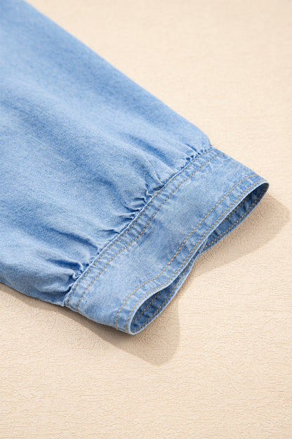Threaded Pear Daphne High Low Chambray Shirt