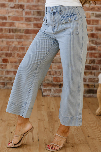 Threaded Pear Eve Hem Wide Leg Jeans