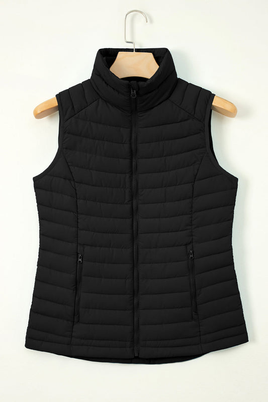 Threaded Pear Harper Quilted Zipped Puffer Vest