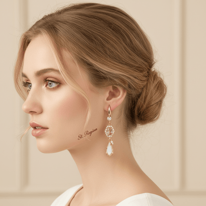 Pink Crystal & Jade Cubic Zirconia Goldtone Hexagon Drop Earrings
