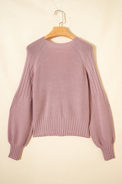 Threaded Pear Khloe Mixed Texture Knit Sweater