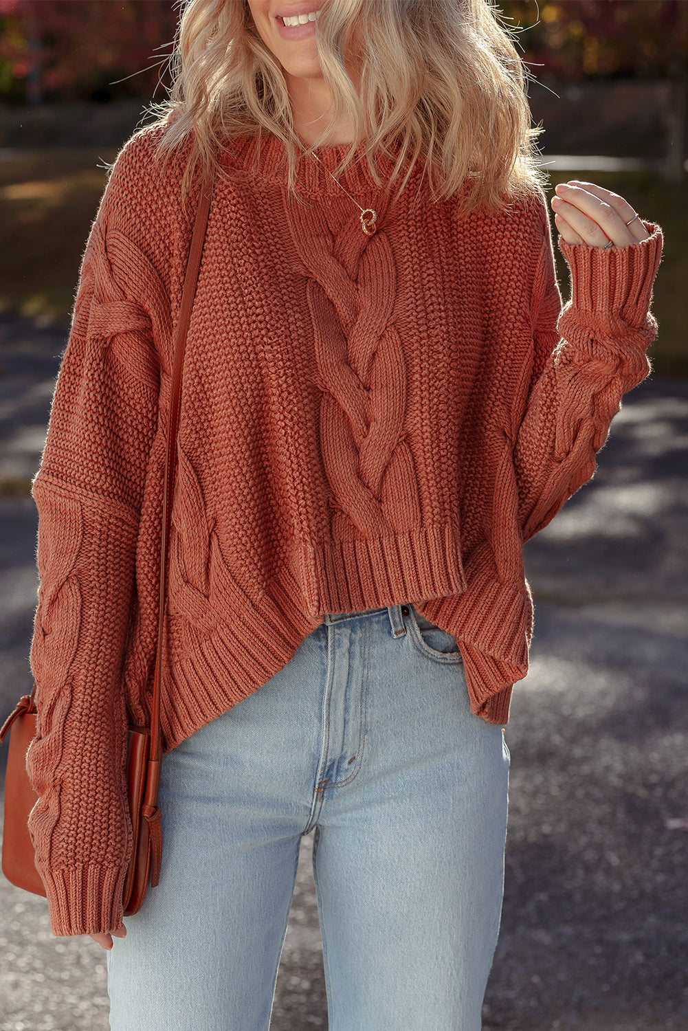 Threaded Pear Willaira Slouchy Textured Knit Sweater
