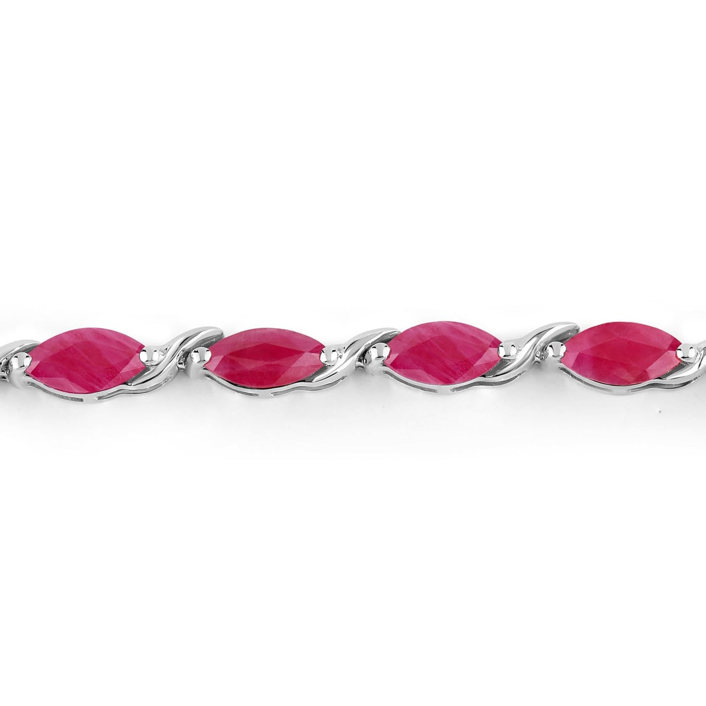 Marquise Pink Ruby Prong 10K White Gold Tennis Bracelet