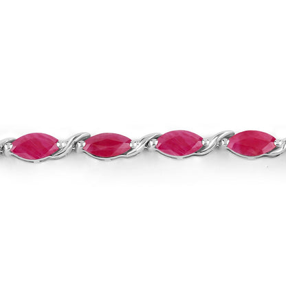 Marquise Pink Ruby Prong 10K White Gold Tennis Bracelet