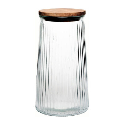 Jay Companies Glass Canisters Set Of 3 With Wooden Lids – 20.3Oz, 33.8Oz & 45.7Oz