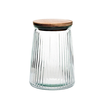 Jay Companies Glass Canisters Set Of 3 With Wooden Lids – 20.3Oz, 33.8Oz & 45.7Oz