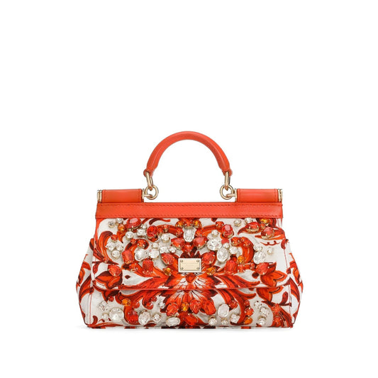 Leather Tote Bag Red/White