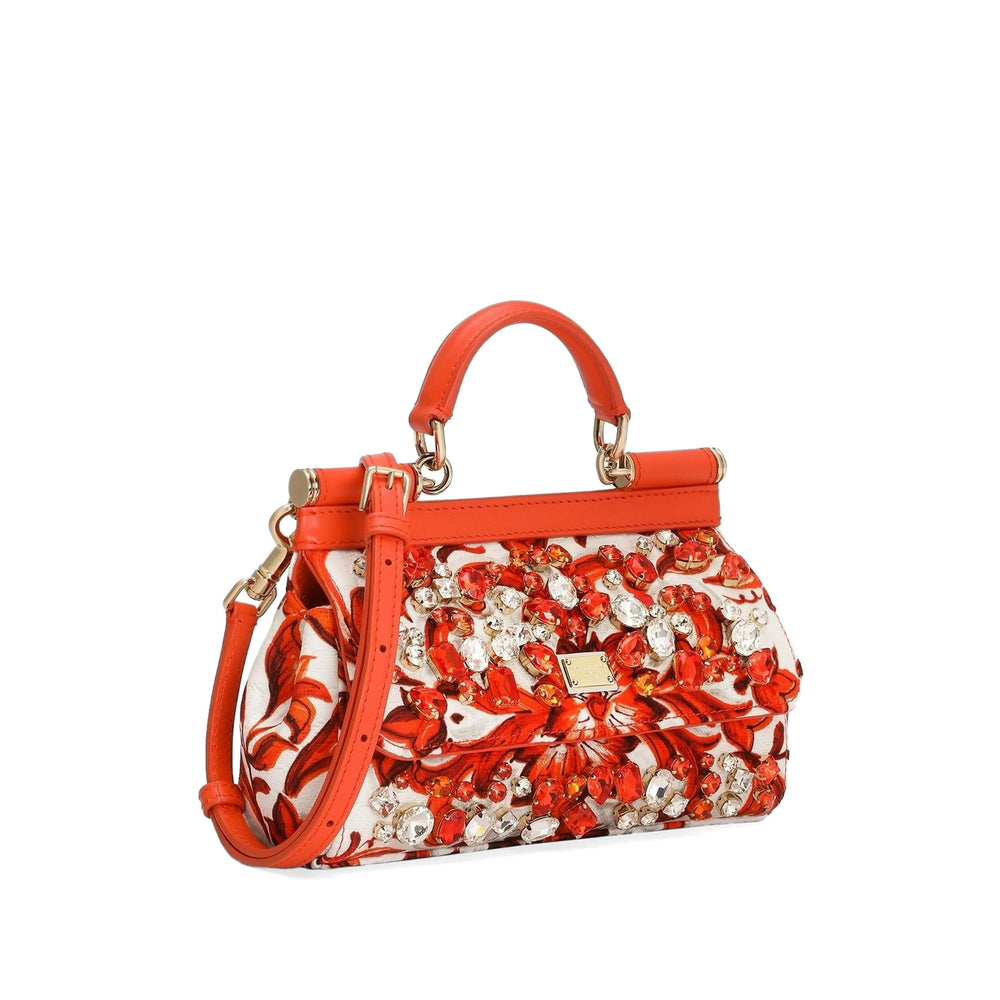 Leather Tote Bag Red/White