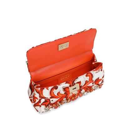 Leather Tote Bag Red/White