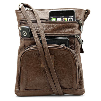 SteelTime Unisex Leather Crossbody Bag With Serenity Prayer