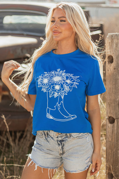 Threaded Pear Sunflower Boots Western Fashion Tee