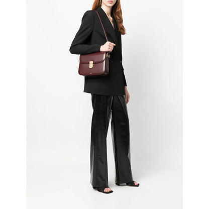 Shoulder Bag Red Calf Leather
