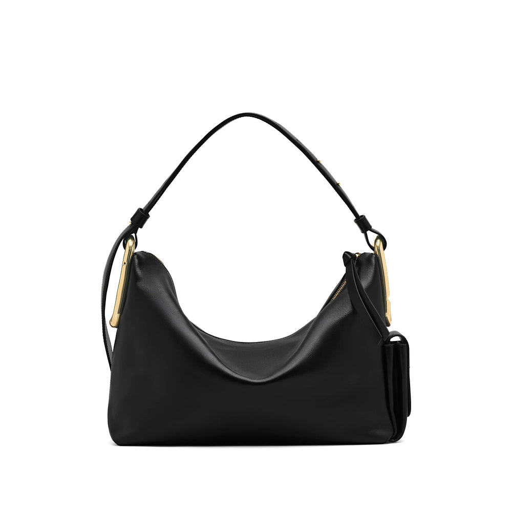 Shoulder Bag Black Calf Leather