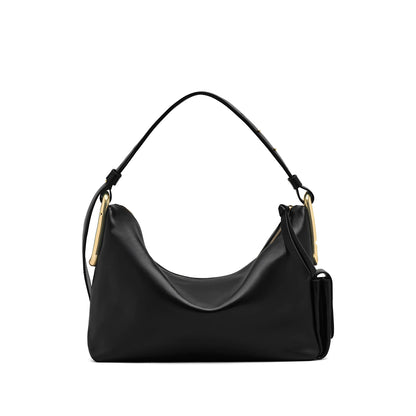 Shoulder Bag Black Calf Leather