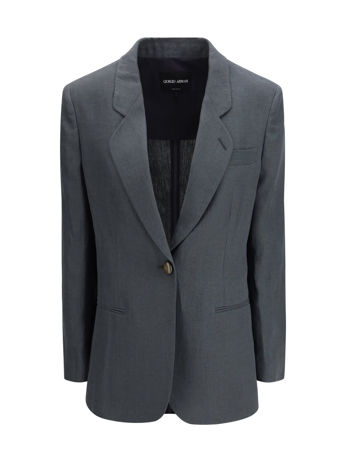 Single-Breasted Linen Jacket Dark Shadow