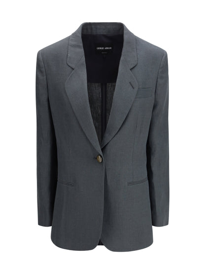 Single-Breasted Linen Jacket Dark Shadow