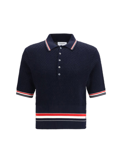 Polo Shirt Woven Cotton Navy
