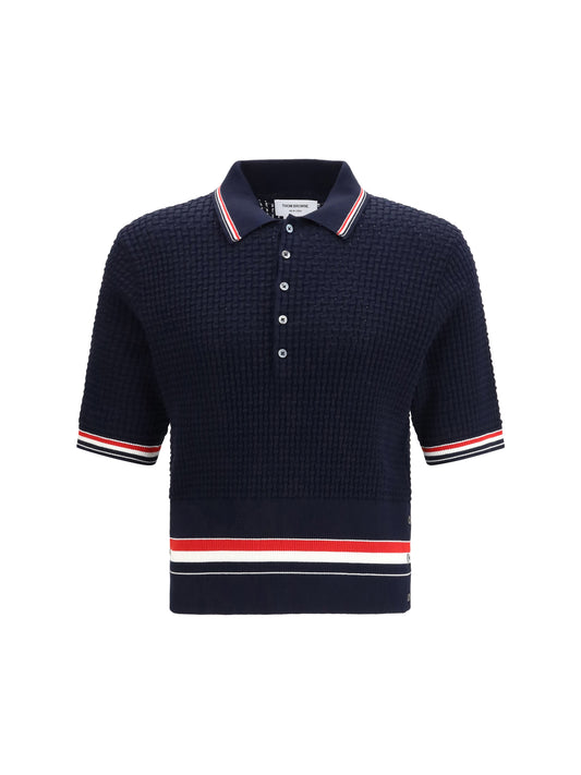 Polo Shirt Woven Cotton Navy