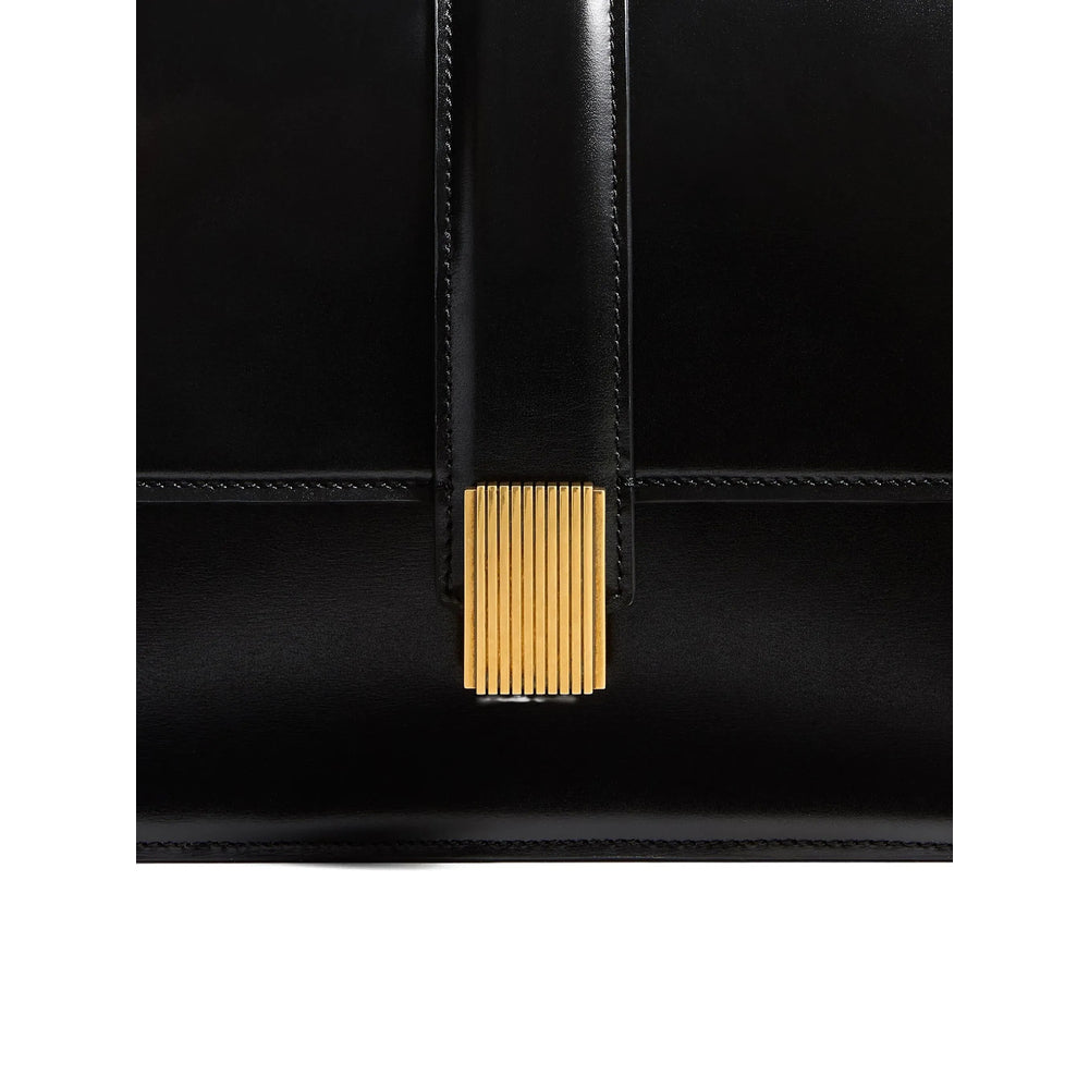 Top-Handle Calfskin Satchel Black