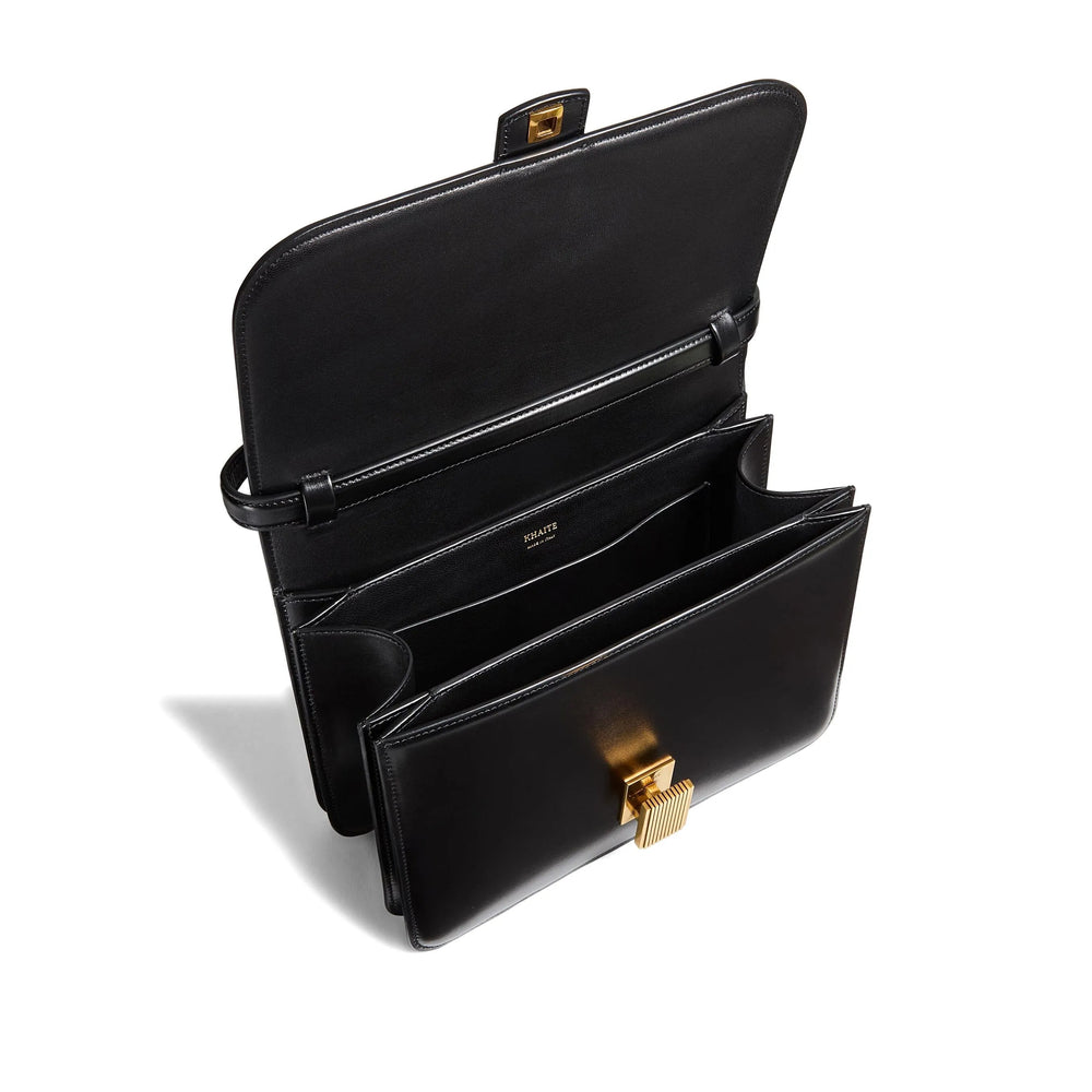 Top-Handle Calfskin Satchel Black