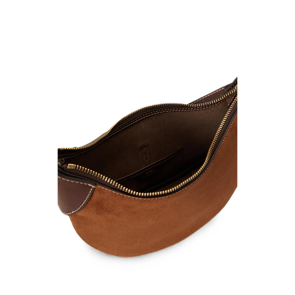 Shoulder Bag Brown Calf Suede