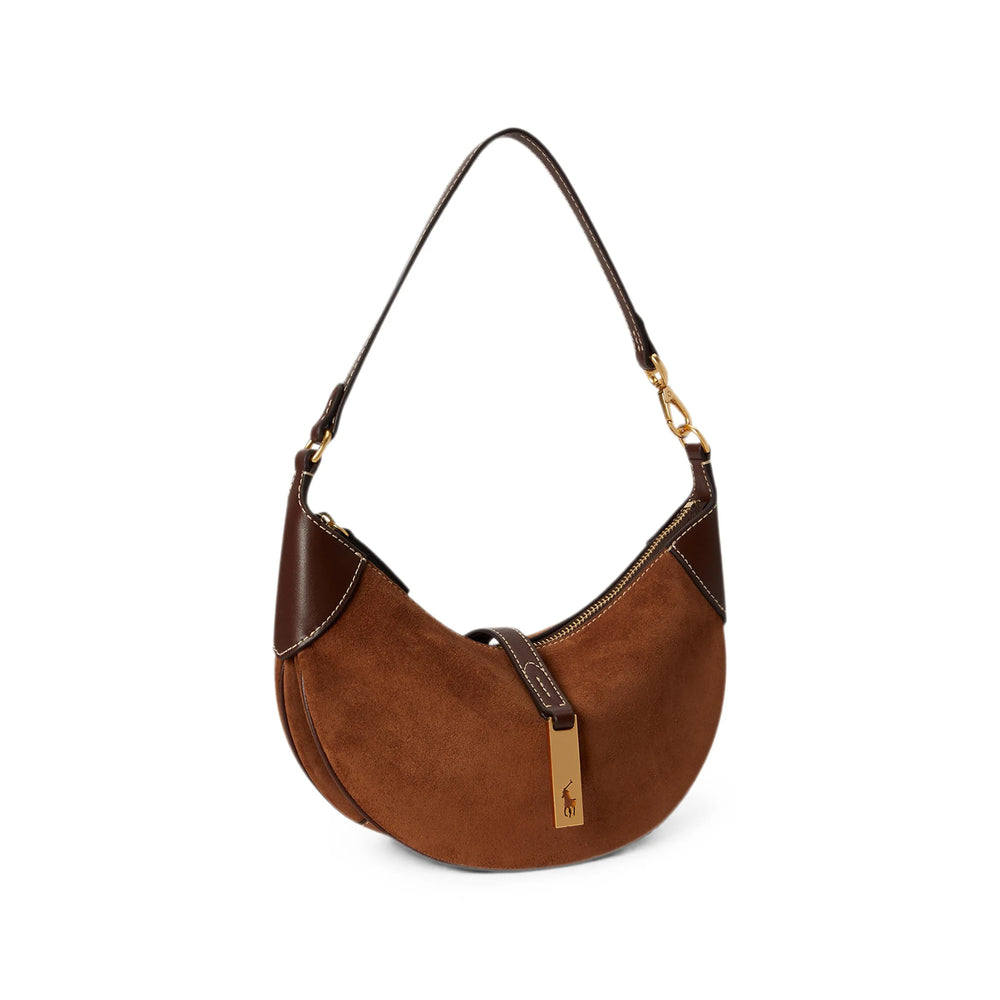 Shoulder Bag Brown Calf Suede