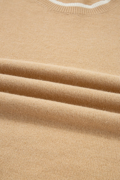 Threaded Pear Ava Cuff Contrast Trim Sweater