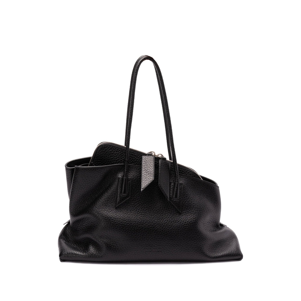 Shoulder Bag Black Grained Leather