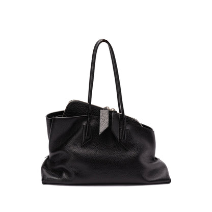 Shoulder Bag Black Grained Leather