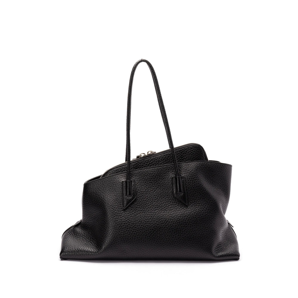 Shoulder Bag Black Grained Leather