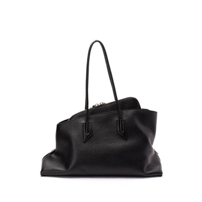 Shoulder Bag Black Grained Leather