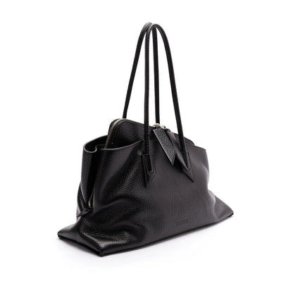Shoulder Bag Black Grained Leather