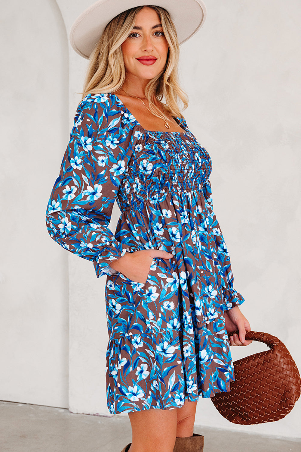 Threaded Pear Norava Ruffled Sleeve Floral Dress