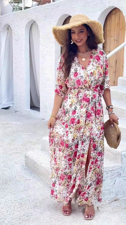 Women’s Spring/Summer Elegance Printed Waist Dress