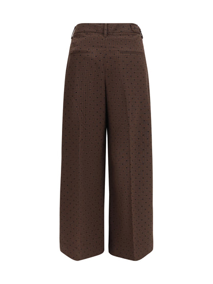 Flocked Plaid Crossover Pants Chicory Coffee