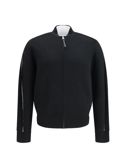 Cardigan Stretch Wool-Blend Black/White