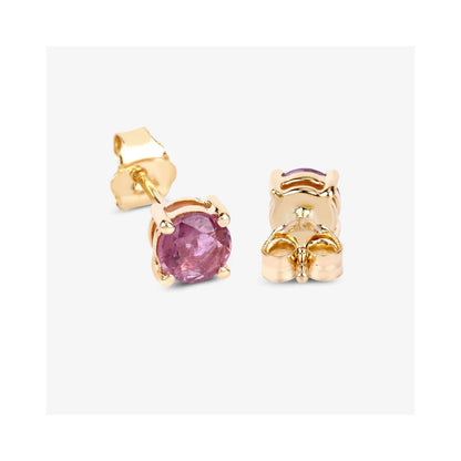 1.30 Ct Round Pink Sapphire Prong 10K Gold Stud Earrings
